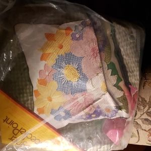 Needlepoint pillow kit vintage